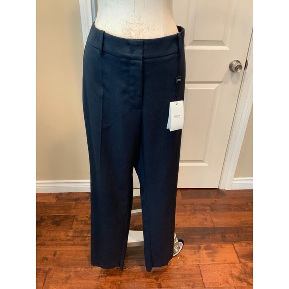 Armani Collezioni Navy Blue Wool Slim Leg Pants, Size 14 (US) 50 (IT), NWT! $595 - Picture 1 of 11